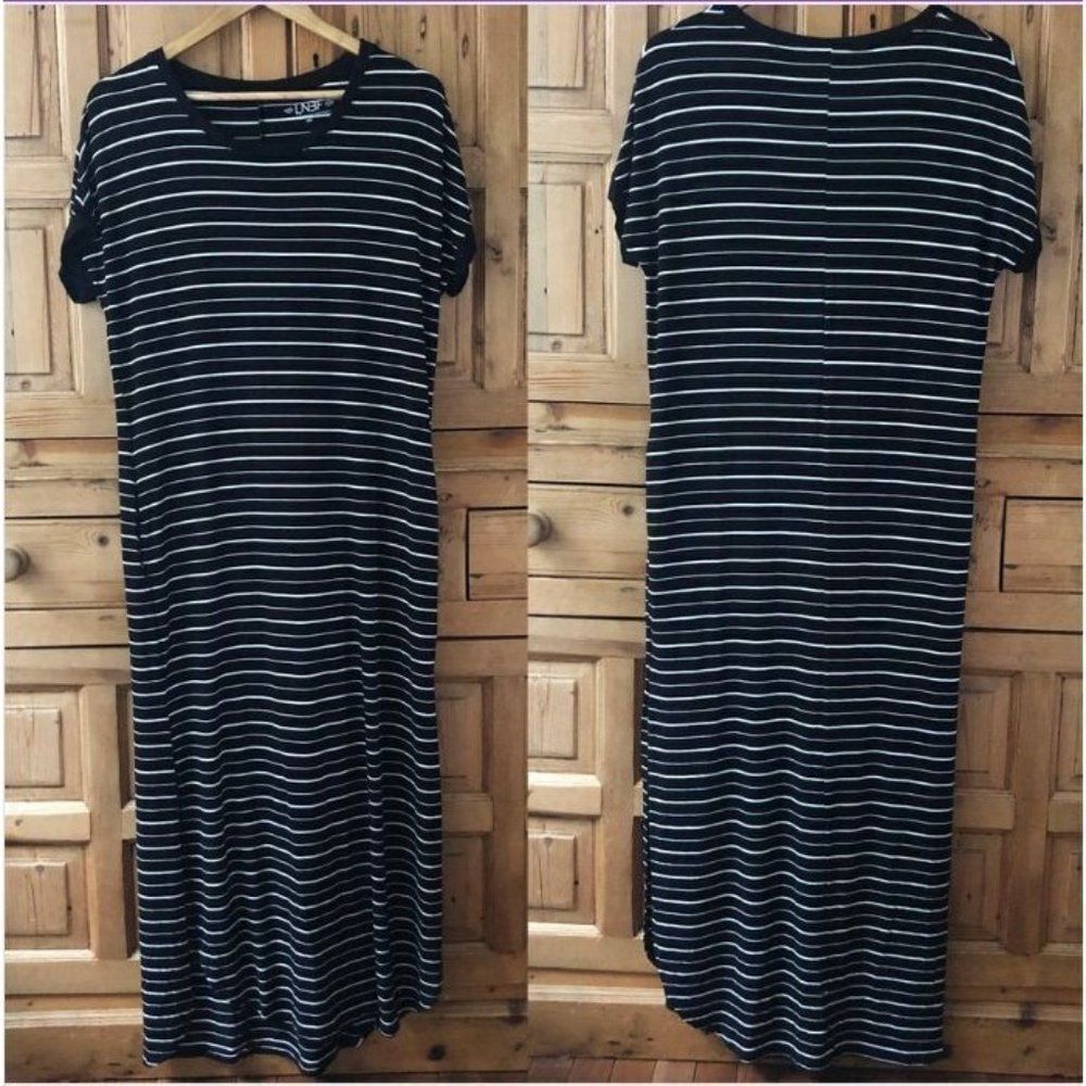 LNBF Leave Nothing‎ But Footprints Womens Size Medium Black White Striped Dress